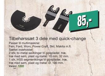 Tilbehørssæt 3 dele med quick-change