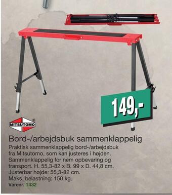 Harald Nyborg Bord-/arbejdsbuk sammenklappelig tilbud