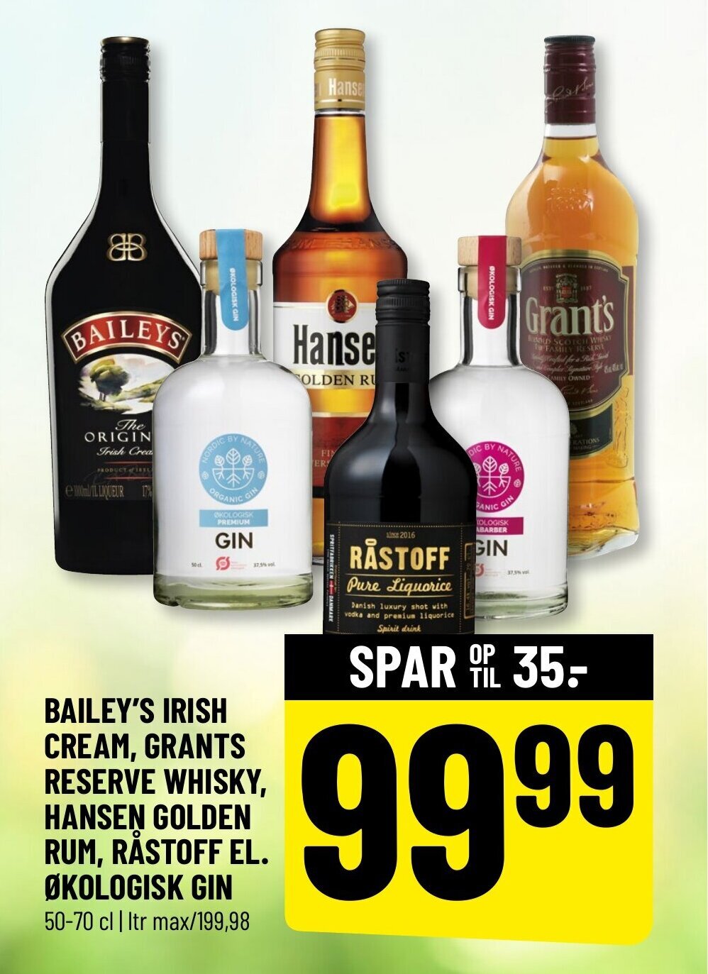 Løvbjerg BAILEY'S IRISH CREAM, GRANTS RESERVE WHISKY, HANSEN GOLDEN RUM, RÅSTOFF EL. ØKOLOGISK GIN tilbud