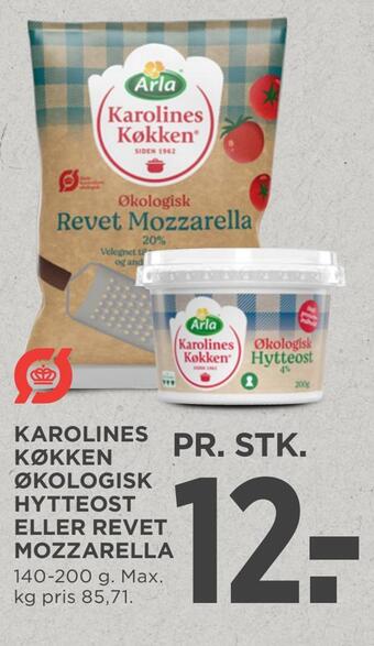 MENY Karolines køkken økologisk hytteost eller revet mozzarella tilbud