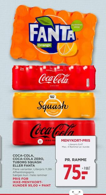 MENY Coca-cola, coca-cola zero, tuborg squash eller fanta tilbud
