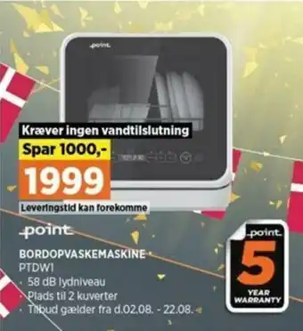 Power Bordopvaskemaskine PTDW1 tilbud