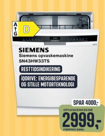Siemens opvaskemaskine