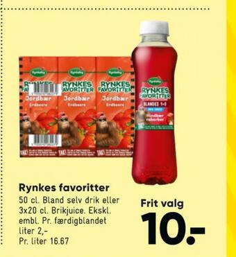 Bilka Rynkes favoritter konc. frugtsaft hindbær rabarber tilbud