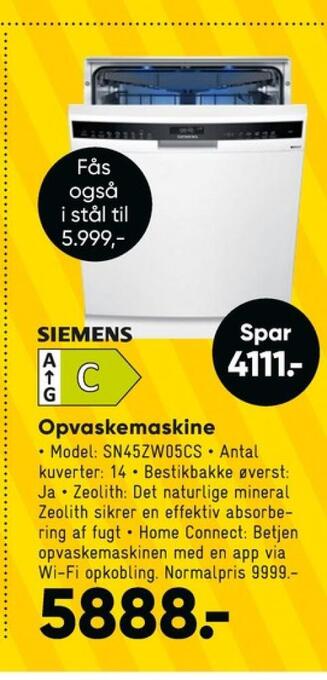 Bilka Siemens opvaskemaskine tilbud