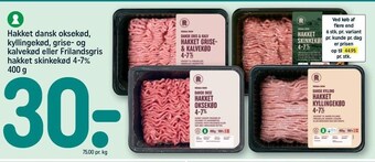 REMA 1000 Hakket dansk oksekød, kyllingekød, grise- og kalvekød eller frilandsgris hakket svinekød 4-7% tilbud