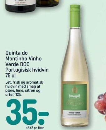 Quinta do montinho vinho verde doc portugisisk hvidvin 75 cl