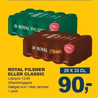 Let-Køb Royal pilsner eller classic tilbud