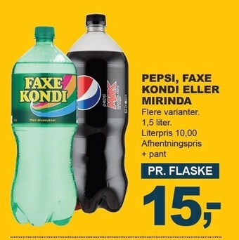 Let-Køb Pepsi, faxe kondi eller mirinda tilbud