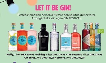 BorderShop Malfy, bulldog, the botanist, gin barco el. sincere tilbud