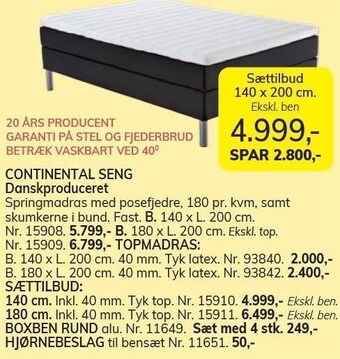 Daells Bolighus Continental seng tilbud