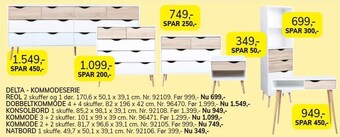 Daells Bolighus Reol, dobbeltkommode, konsolbord, kommode el. natbord tilbud