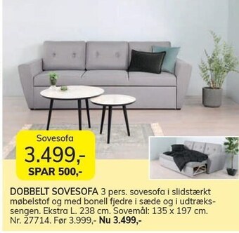 Daells Bolighus Dobbelt sovesofa tilbud