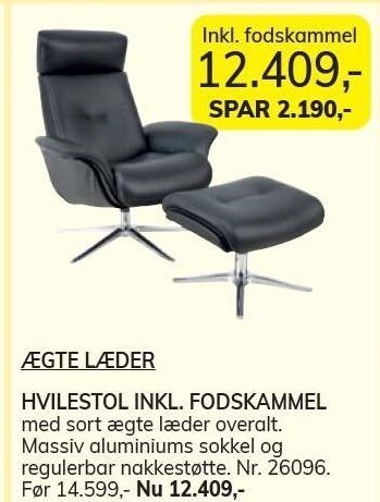 Daells Bolighus Hvilestol inkl. fodskammel tilbud