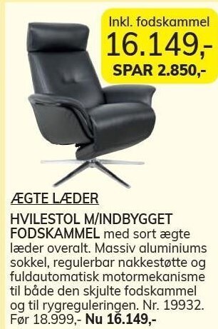 Daells Bolighus Hvilestol m/indbygget fodskammel tilbud