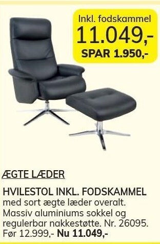 Daells Bolighus Hvilestol inkl. fodskammel tilbud