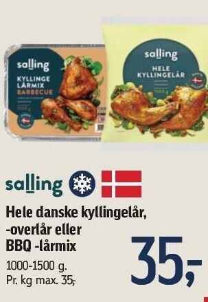Føtex Salling hele danske kyllingelår, -overlår eller bbq -lårmix tilbud