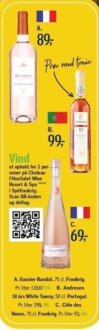 Gassier bandol, andresen 10 års white tawny eller côte des roses