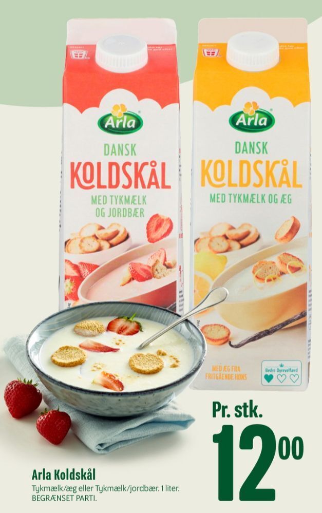 Min Købmand Arla koldskål tykmælk & jordbær tilbud