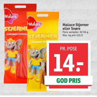 SPAR Malaco slikstjerner karamel tilbud
