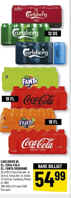 CARLSBERG ØL EL. COCA-COLA EL. FANTA SODAVAND