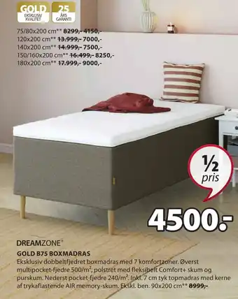 JYSK GOLD B75 BOXMADRAS tilbud