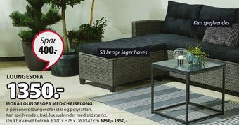 JYSK MORA LOUNGESOFA MED CHAISELONG tilbud