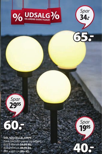 JYSK SOL SOLCELLELAMPE tilbud