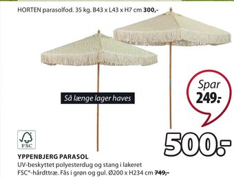 JYSK YPPENBJERG PARASOL tilbud