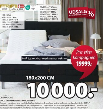 JYSK GOLD E40 MEMORY ELEVATIONSSENG tilbud