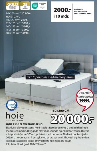 HØIE E250 ELEVATIONSSENG