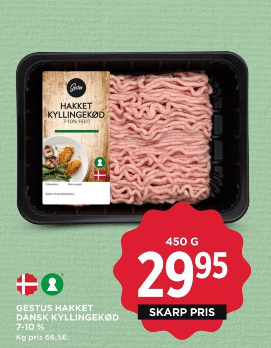 MENY GESTUS HAKKET DANSK KYLLINGEKØD 7-10 % tilbud