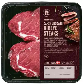 REMA 1000 Ribeye steaks, 360 g tilbud