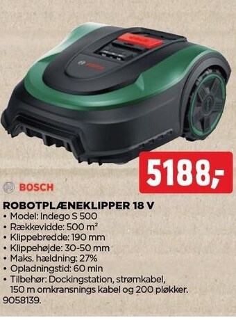 jem & fix Bosch robotplæneklipper 18 v tilbud