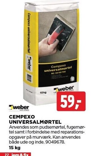 jem & fix Cempexo universalmørtel tilbud