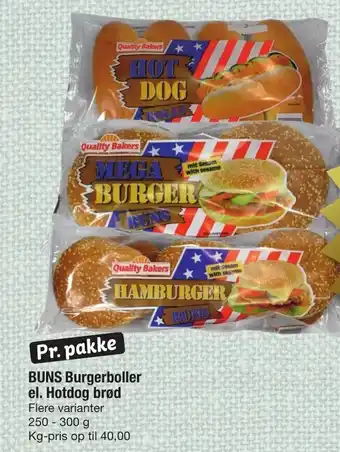 BUNS Burgerboller el. Hotdog brød