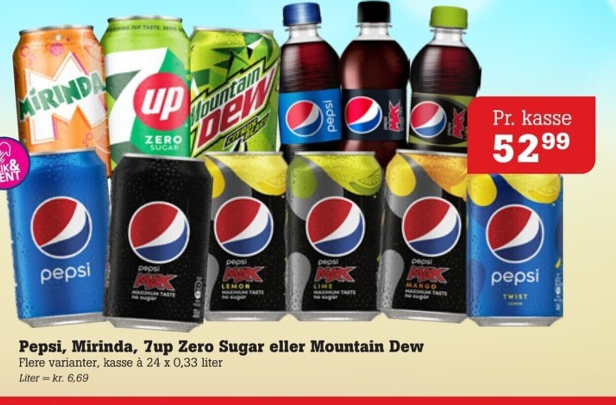 Poetzsch Padborg Pepsi, Mirinda, 7up Zero Sugar eller Mountain Dew tilbud