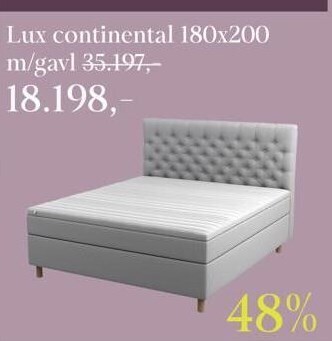 Sit´n Sleep Lux continental 180x200 m/gavl tilbud