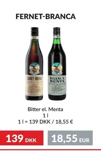 Nielsen's Discount FERNET-BRANCA Bitter el. Menta tilbud