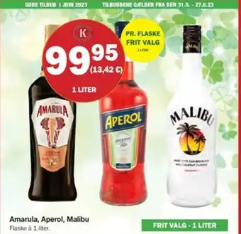 Amarula, Aperol, Malibu
