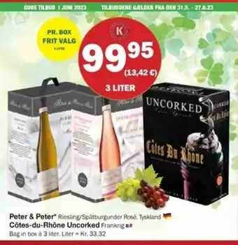 Købmandsgården Peter & Peter* Riesling/Spätburgunder Rosé. Tyskland Côtes-du-Rhône Uncorked Frankrig tilbud
