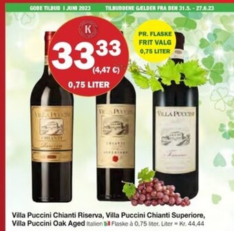 Købmandsgården Villa Puccini Chianti Riserva, Villa Puccini Chianti Superiore, Villa Puccini Oak Aged tilbud