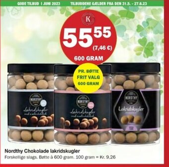 Købmandsgården Nordthy Chokolade lakridskugler tilbud