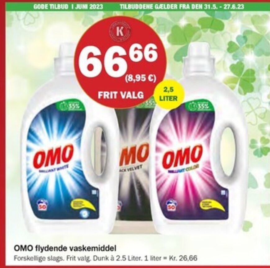 Købmandsgården OMO flydende vaskemiddel tilbud