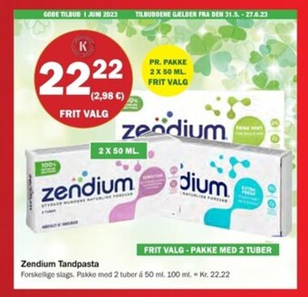 Købmandsgården Zendium Tandpasta tilbud