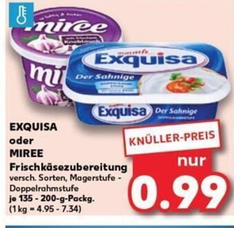 Kaufland EXQUISA oder MIREE Frischkäsezubereitung tilbud