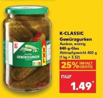 Kaufland DE K-CLASSIC Gewürzgurken tilbud