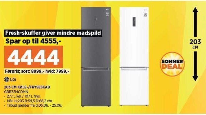 Power 203 cm køle-/fryseskab tilbud
