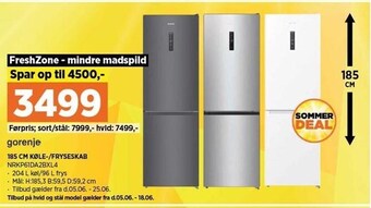Gorenje 185 cm køle-/fryseskab