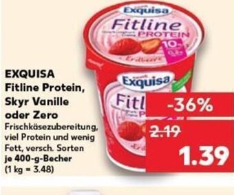 Kaufland EXQUISA Fitline Protein, Skyr Vanille oder Zero tilbud